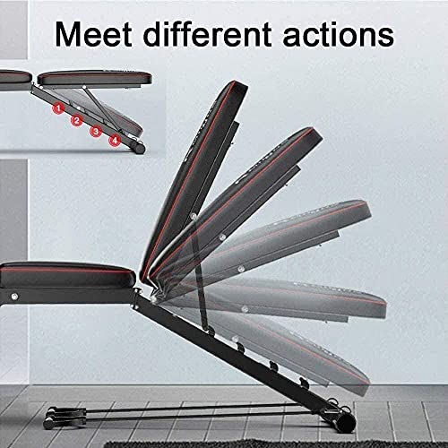 Multi-Function Fitness Bench,Adjustable Workout Bench,Weight Bench with Leg Extension and Leg Curl,Suitable for home gym,With resistance band