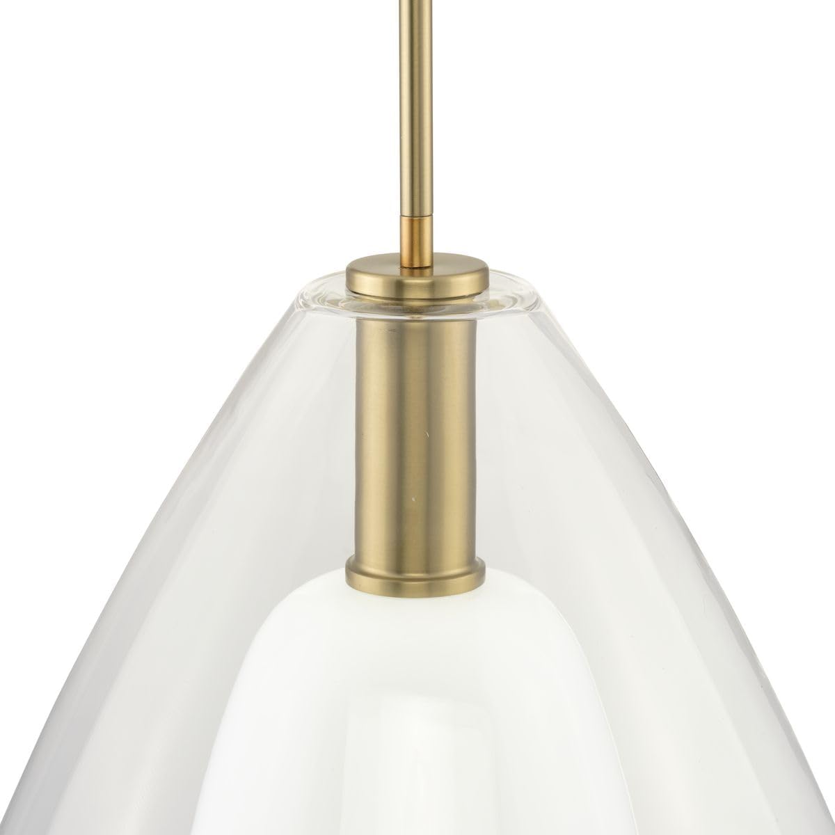 Progress Lighting Carillon 100W 1-Light Brushed Gold Contemporary Pendant with Opal Glass Shade