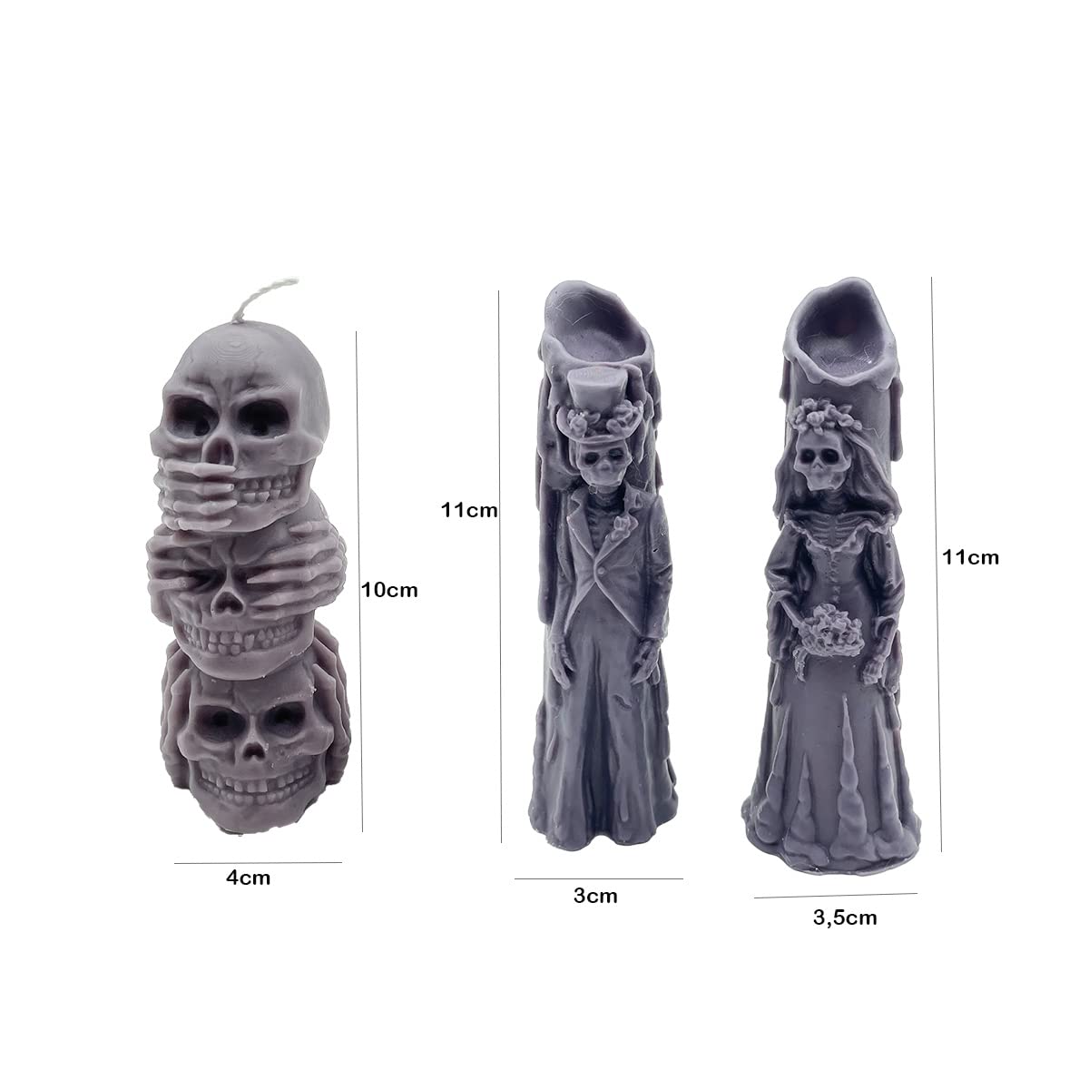 Stampi Per Resina Epossidica Stampo Silicone Per Candele A Forma Di Teschio  - 3 Pezzi, Per Halloween, Resina E Gesso Stampi In Silicone Per Resina, image size:1200x1200