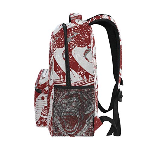 TFONE Vintage Animal Gorilla Pattern Backpack Boys Girls School Bookbag Back Pack Camping Hiking Travel Daypack for Women Men - Thumbnail 2
