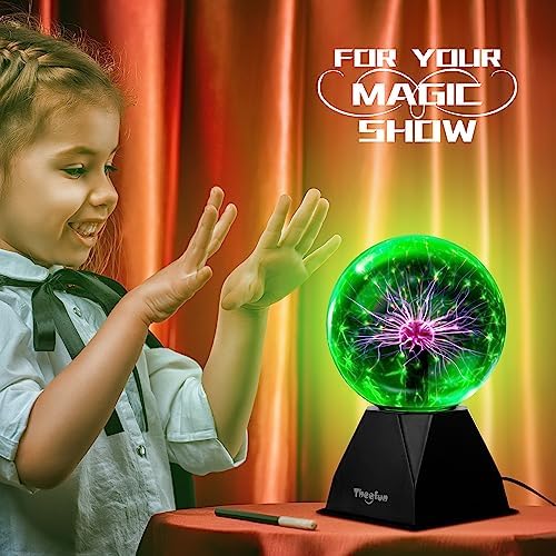 Theefun Green Plasma Ball: 6 Inch Plasma Globe Touch & Sound Sensitive Plasma Ball Lamp Electric Ball Lightning Toys for Kids, Parties, Home, Prop, Decoration, Christmas Gifts 8
