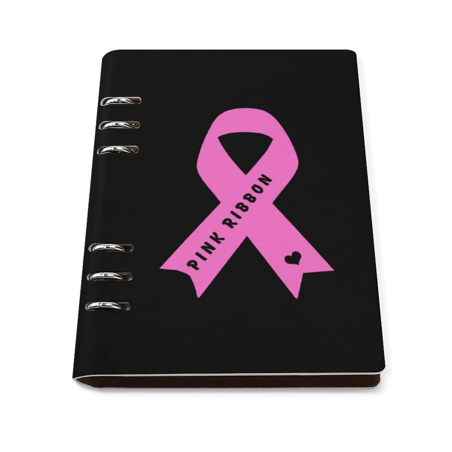 Breast Cancer Awareness Binder A5 Notebook Journal for Writing with 90 Pages Refillable for Women Men Work Office