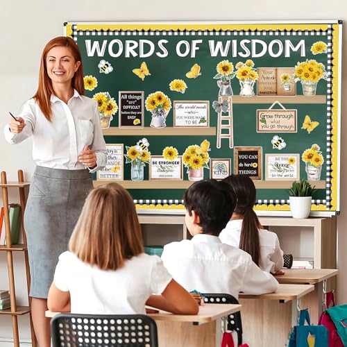 72 Pcs Sunflower Classroom Bulletin Board Set Motivational Flower Bulletin Board Decoration Inspirational Cutout Classroom Door Decoration for Middle High School Office Home Teacher Wall Supplies - Image 6
