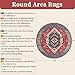 SERISSA Boho Round Area Rug, 6ft Washable Non-Slip Circle Rug, Ultra Soft Oriental Vintage Rust Low-Pile Circular Carpet for Bedroom Entryway Kids Room Office College Dorm Living Room