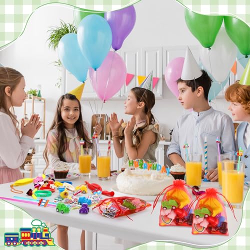 Capoda DI-696587-K 146 Pcs Train Party Favors Train Birthday Party Supplies Train Cars Wristbands Organza Bags Straws Noisemakers Button Pins Stampers Stickers Balloons thumb #5