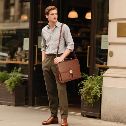 Jack&Chris PU Leather Messenger Briefcase
