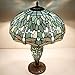 WERFACTORY Tiffany Table Lamp Sea Blue Stained Glass Dragonfly Style 16X16X24 Inches Mother-Daughter Vase Desk Reading Light Decor Bedroom Living Room Home Office S147 Series