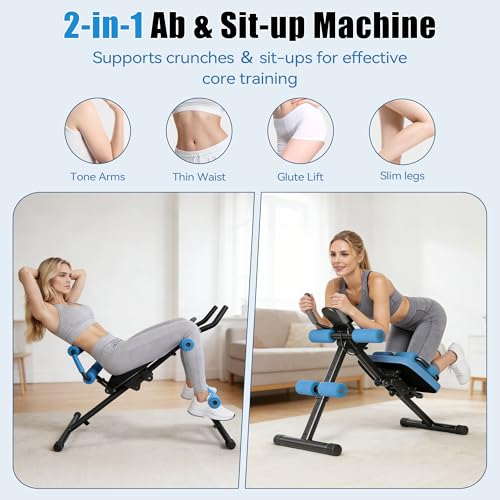 Image of EPHESPORT Multifunctional Ab Machine, Crunch & Sit-Up Core Trainer, Adjustable Ab Trainer with Knee & Back Support, Foldable, Full Body Workout Equipment for Home Gym