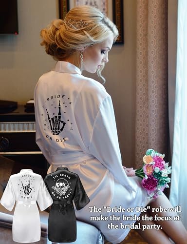 EPLAZA Bridesmaid Robes Set of 6 Till Death Do Us Party Bachelorette Bride or Die for Gothic Wedding Bridal Shower Party2