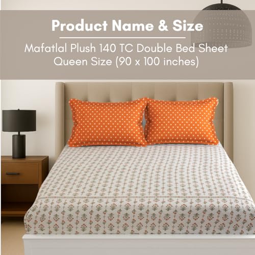 Image of MAFATLAL Plush 140 GSM Double Bed Sheet | Super Soft Microfiber | Queen 90x100 | Wrinkle-Free & Easy Care | Pure White