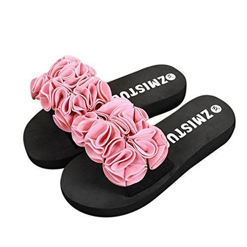 Hemlock Women Slipper Summer Sandals Flower Beach Flip Flops Shoes Slipper Home Flip Flops (US:7, Pink)
