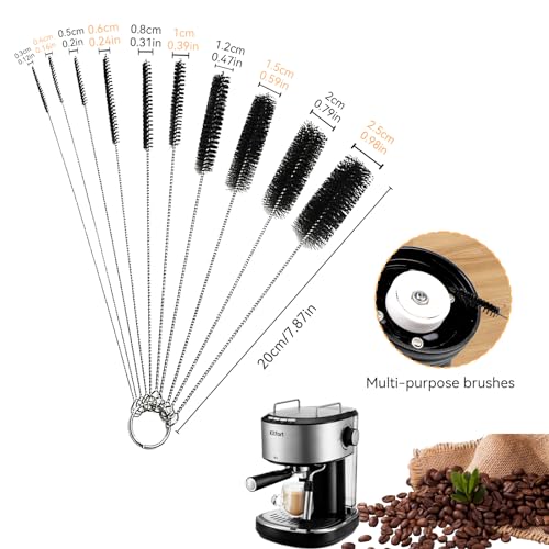 Kaffee Pinsel Barista Pinsel, 15 Stück kaffee reinigungsbürste, Kleine Reinigungsbürste Für Kaffeevollautomat, Strohhalm Bürste Set und Holz Griff Kaffeepinsel für Reinigungsgeräte für Kaffeemaschinen