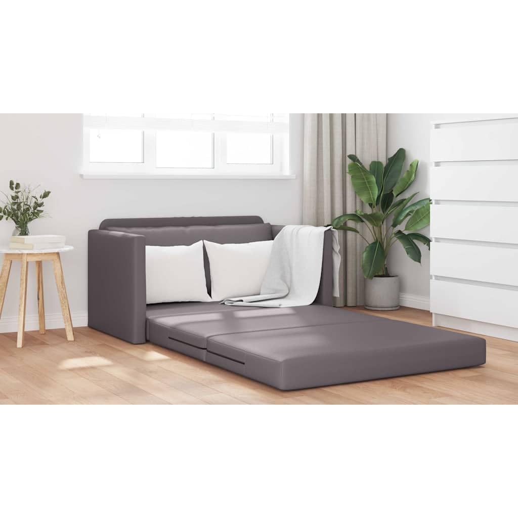 Sofá cama gris de piel sintética, 124 x 71 x 78 cm, moderno sofá plegable con función de sueño, resistente y duradero, para salón, estudio, apartamento, habitación juvenil