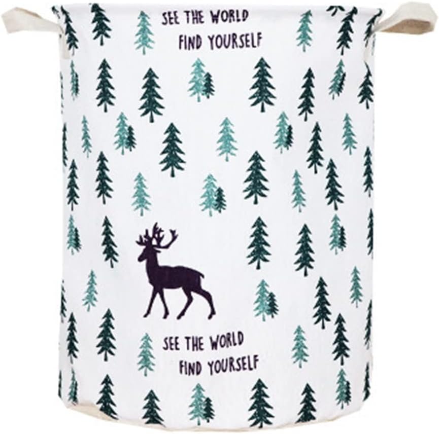 Nordic Canvas Laundry Basket Drawstring Folding Gift Basket Dirty Clothes Storage Bag Waterproof Storage Baskets (Color : D, Size : 33 * 42cm) (A 33 * 42cm)