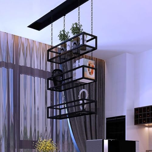 SXBHDM Mensole sospese al soffitto, portavasi, mensole sospese a parete, espositore per piante fotografiche, portafiori per soggiorno, giardino, balcone, patio.(60x25x15cm)