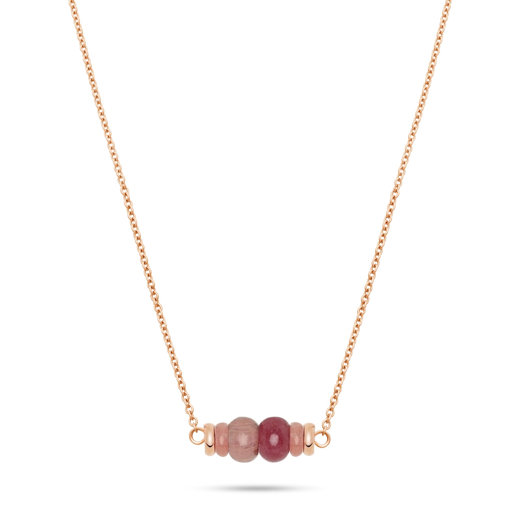 Tamaris Schmuck - Halskette für Damen aus Edelstahl mit bunten Steinen, Sommerlich und Elegante Schmuckstücke, wasserfest aus Edelstahl - Roségold Burgundy