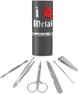 I Heart Metal Love Funny Humor Stainless Steel Manicure Pedicure Grooming Beauty Care Travel Kit