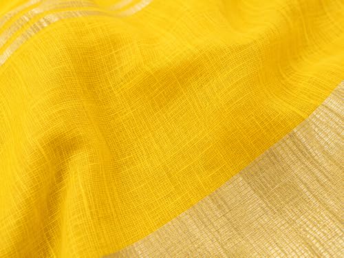 Image of HAIDER ALI AND SONS Grey Cotton Linen Saree for Women | Soft Linen Slub Blend Saree with Running Blouse Piece | Lightweight Handloom Style Saree | Office, Casual, Party & Festival Wear 