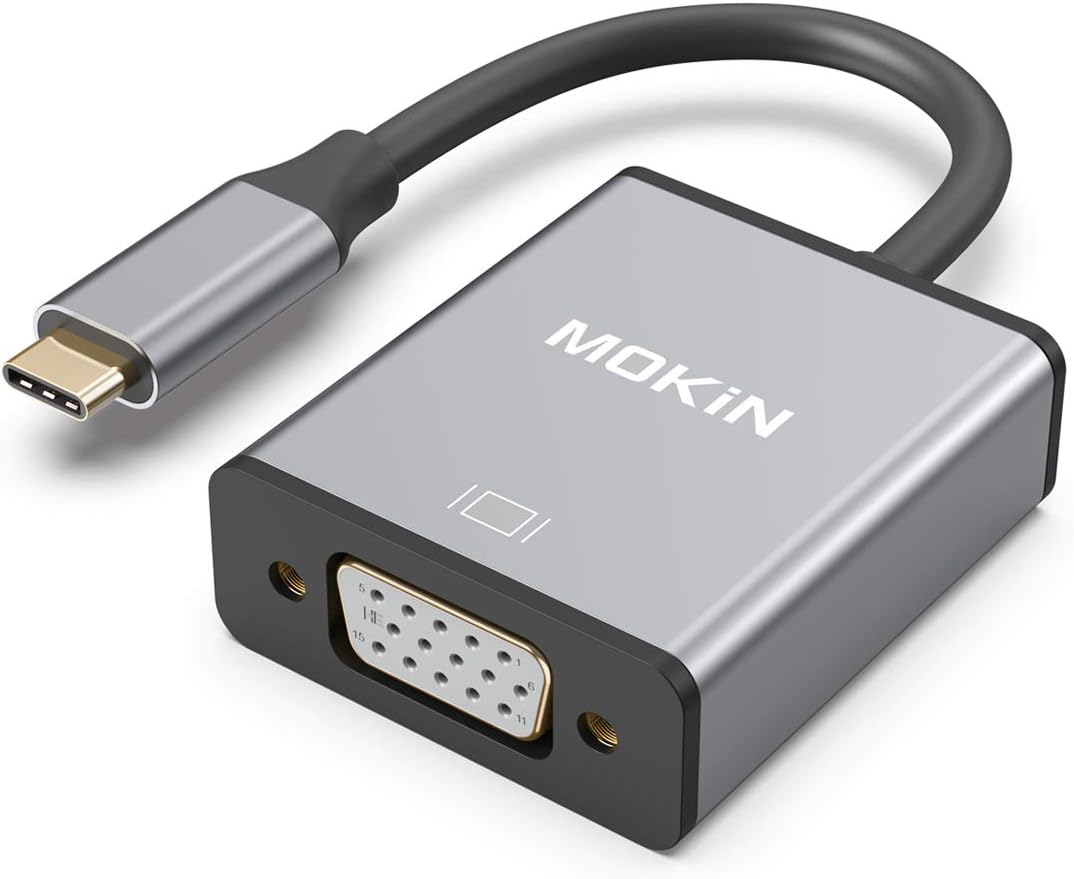 USB C to VGA Adapter,MOKiN USB C(Type C) to VGA Adapter Cable for MacBook Pro 2018/2017, iPad Pro/MacBook Air 2018, Samsung Galaxy S9/S8, Surface Go and More Newest Updated Version (Space Gray): Electronics