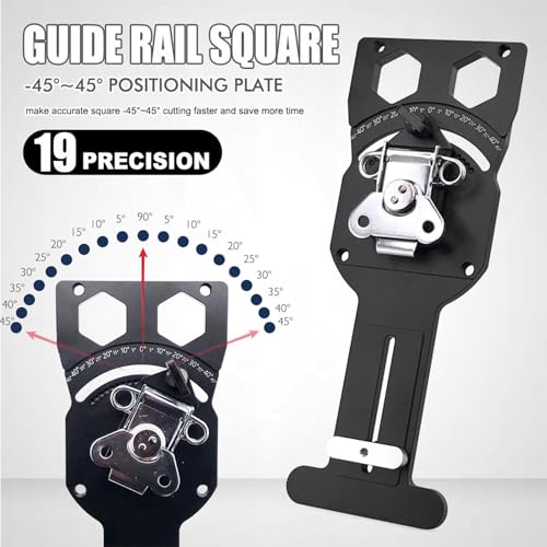 Guide de rail pour équerre de scie à chenilles Triton avec butées d'angle réglable et support