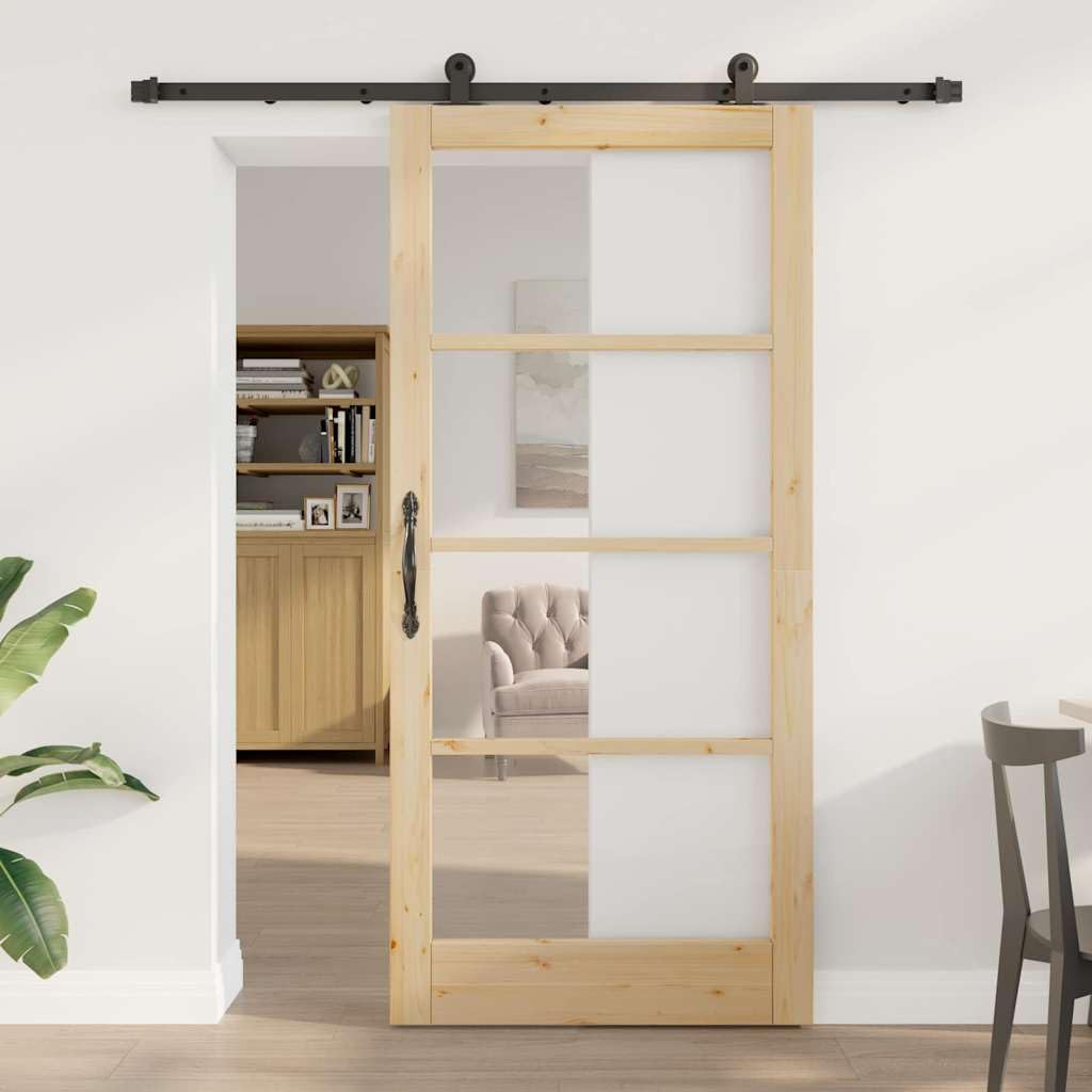 vidaXL Schiebetür ORKDAL 93 x 202 cm Massivholz Kiefer und Glas