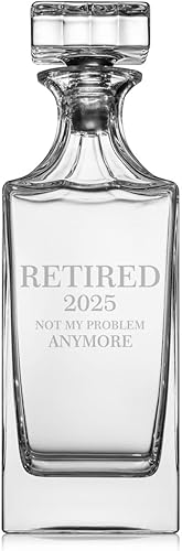 Decantador de whisky de vidrio de 30 onzas con tapón de vidrio retirado 2025 Not My Problem Anymore divertido regalo de jubilación