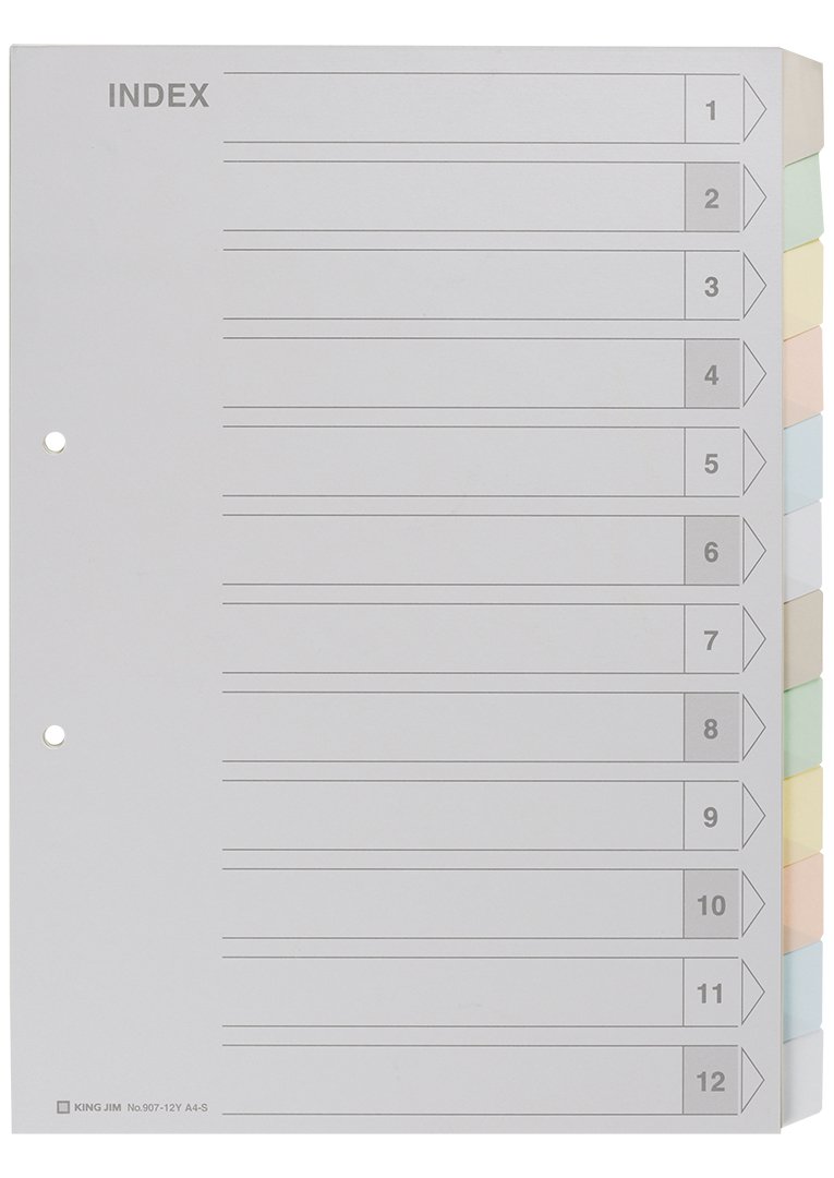 Amazon | キングジム カラーインデックスA4 12山タイプ 907-12Y