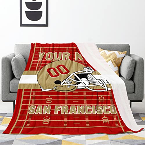 Football City Blanket Personalized Throw Blanket 3D Printed with Name Numbers for Adult Kid Fans Gift