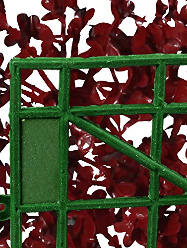 Image of Story@Home Artificial Gardening Mats, Wall Panels Plastic Eucalyptus Boxwood Tiles for Covering Roof /Wall Pannel Decor /Garden /Backyards - Maroon
