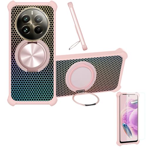 �Ή� Realme 12 Pro �P�[�X Phone Case [1�� 9H+�d�x���� �K���X�t�B����][360°��]���X�^���h�A�}�O�l�b�g��]CX-08-FEN