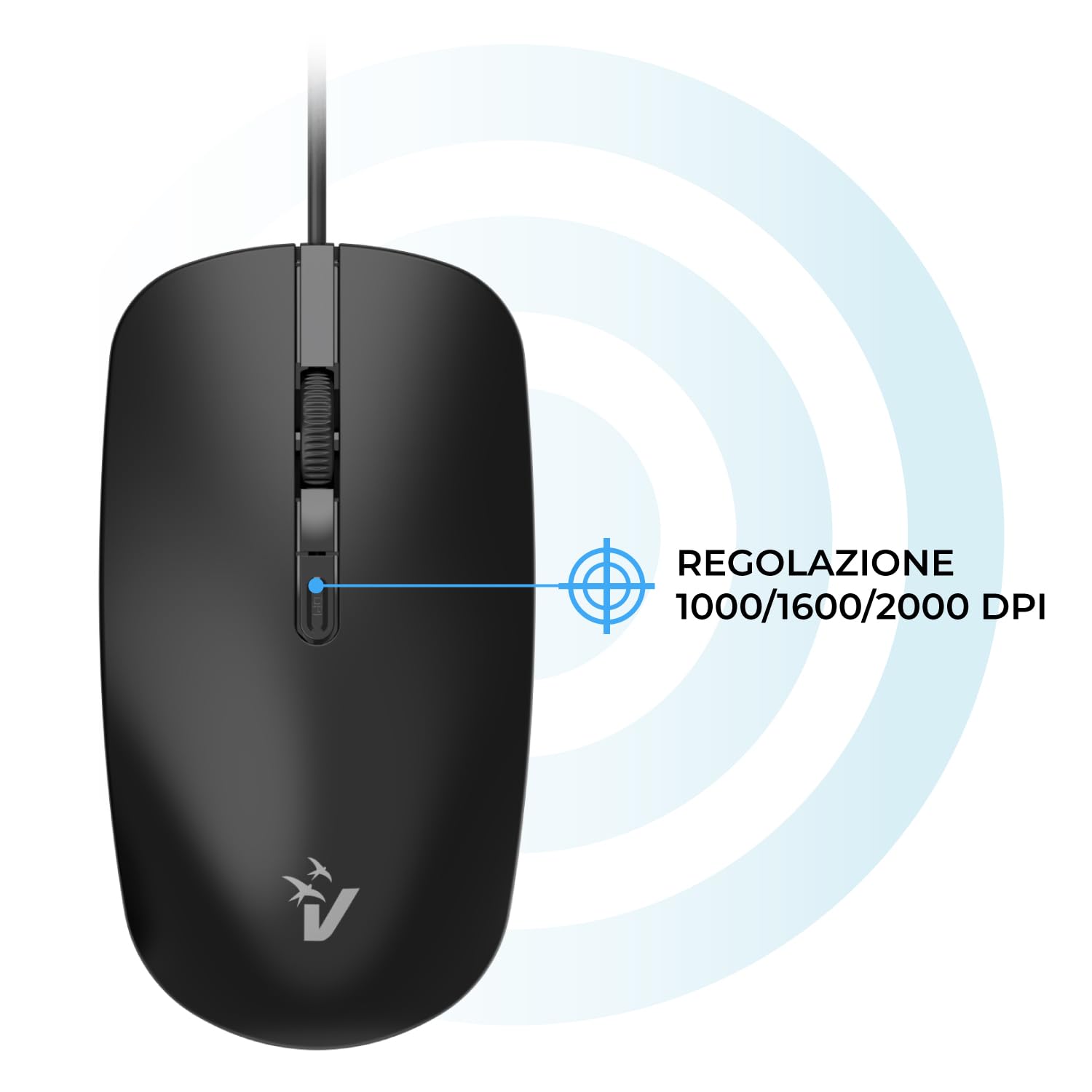 VulTech KM-811 Kit Tastiera e Mouse USB silenziosi layout italiano QWERTY, Nero