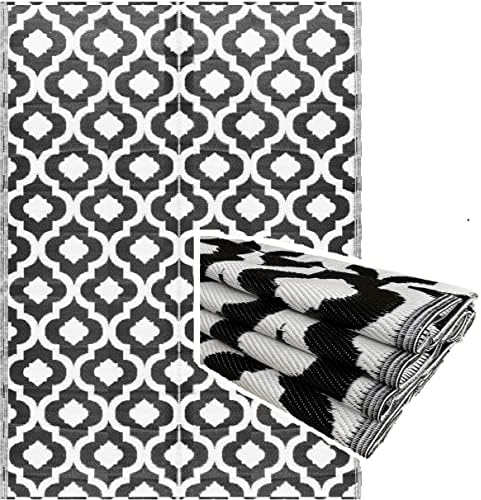 BalajeesUSA Outdoor Patio Rugs clearance 5'x7' (152 cm x 214 cm) Sky Blue, Black, Grey 20287