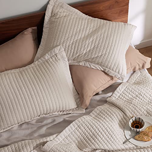 Bedsure Linen Quilt King Size - Lightweight Soft Quilt Bedding Set For All Seasons, Bedspreads & Coverlets, Corduroy Pattern Quilt Set, 3 Pieces, 1 Quilt (106"X96") And 2 Pillow Shams (20"X36"+2") #TOP4