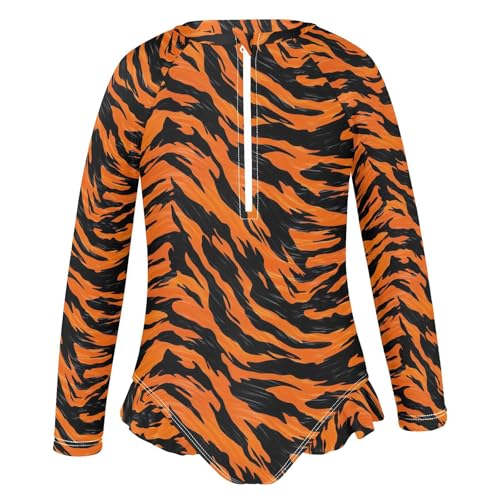 Tiger Stripes Girls Long Sleeve Swimsuit UPF 50+ Rashguard Swimwear One Piece Bathing Suit for 3-12 212167254