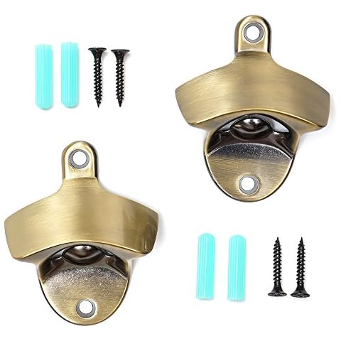 DIYI Retro Wall Mounted Bottle Opener Zinc Alloy with Free Stainless Steel Mounting Screws - Green Bronze Cover