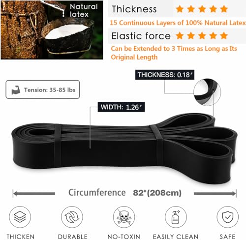 Image of Resistance Band 45kg, Heavy-Duty Exercise Loop Band for Strength Training, Pull-Up Assistance, Stretching, Yoga, Home Gym Workout, for Men and Women Black