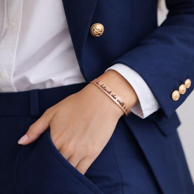 Image of Touchstone Inspirational Copper Engraved Magnetic Bracelets for Women-Personalized Jewelry Gifts for Best Friend /Mom /Daughter /Sister- In a Pretty Gift Box She Believed She Could So She Did.