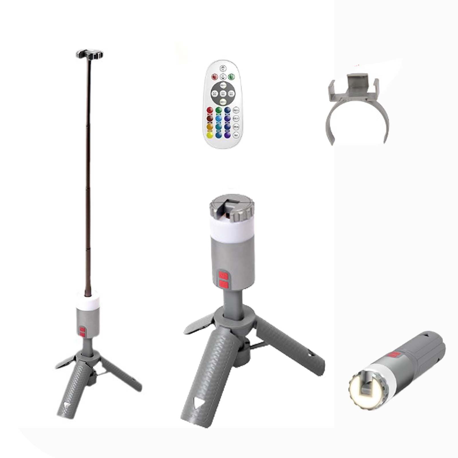Luces telescópicas de camping, 6000 mAh, recargable, para aventuras al aire libre, batería de emergencia de hasta 40 horas con puerto de carga, luz de trabajo y modos RGB, control de botón de cinco