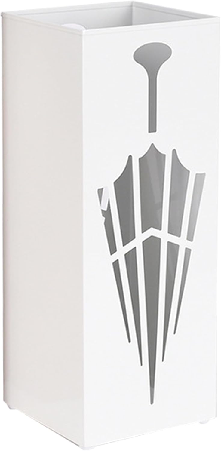 Umbrella Stand 6.5x6.5x16.5 Moisture-Proof Ventilated Iron Umbrella Stand with Hollow Bottom and Non-Slip for Indoor Entrance, WhiteUmbrella