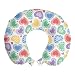 ABAKUHAUS Amor Cojín de Viaje para Soporte de Cuello, Patchwork Estilo Corazones, de Espuma con Memoria y Funda Estampada, 30x30 cm, Multicolor