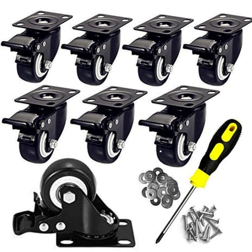 CHUANGSEED 2" Roues Roues de Roue 8, Bruit lourd, non-brouillard, verrouillage, polyuréthane (PU), Roulettes en plaques pivotantes avec double freins