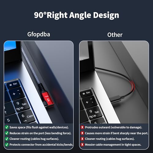 USB C Camera Tethering Cable for Right Angle Thunderbolt 5 Cable 1 FT, 120Gbps Bandwidth, 80Gbps, 240W, 8K@165Hz, 4K@540Hz for Thunderbolt 4, iPhone 17, USB4, Canon, Sony, Nikon, Fuji, Mac mini M4 - image 3