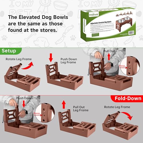 EliteField Elevated Dog Bowls (2-Year Warranty), Two 58 oz Stainless Steel Food Bowls, 5 Adjustable Raised Heights (4", 9.5", 10.5", 11.5", 12.75") Suitable for Dogs of All Ages, Small to Large Sizes - Image 5