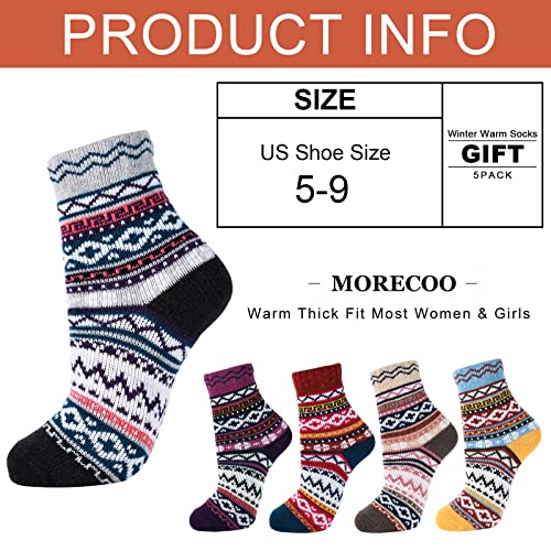 MORECOO Womens Socks Winter - Stocking Stuffers Gifts for Women - Thick Wool Soft Warm Cozy Crew Socks for Women