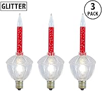 Vista 5 de Novelty Lights Paquete de repuesto de 3 luces tradicionales de Navidad, color rojo con líquido de purpurina plateada, paquete de 3