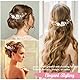 23cm Stirnband Braut Haarranke, Blumen Blatt Brautschmuck, Silber Reben Stirnband, mit Perlen, Strass, Haarschmuck Hochzeit, Brautschmuck Haare Perlen Blumen, für Bräute, Mädchen