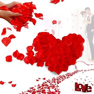 500Pcs Fake Rose Petals, Reusable Fake Flower Petals Artifical Rose Petals for Weddings Valentines Romantic Night Birthday Marriage Proposa Bedroom Photoshoot, Rose Petals (Red)