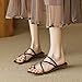 Women's Metal Toe Ring Strappy Flat Sandals Square Open Toe Comfortable Slip-On Low Heel Slide Sandals Summer Fashion Casual Beach Slipper (Brown,10)