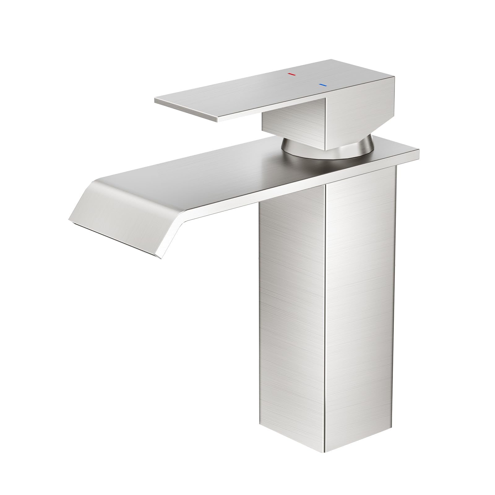 CREA Grifo de Baño Cascada Moderno, Monomando Lavabo Mezclador, Acero Inoxidable