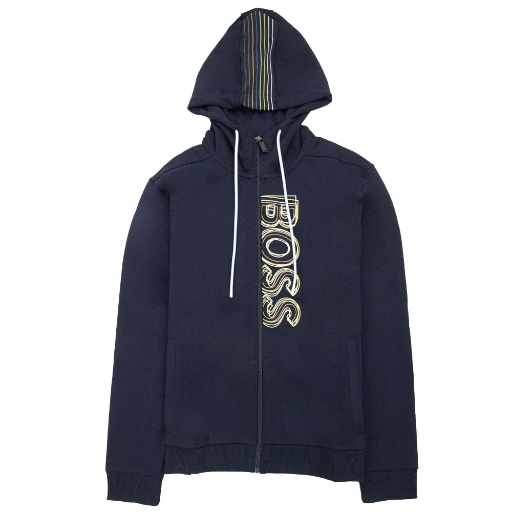 Hugo BossMen's Blue Saggy 1 Zip Up Sweatshirt Hoodie